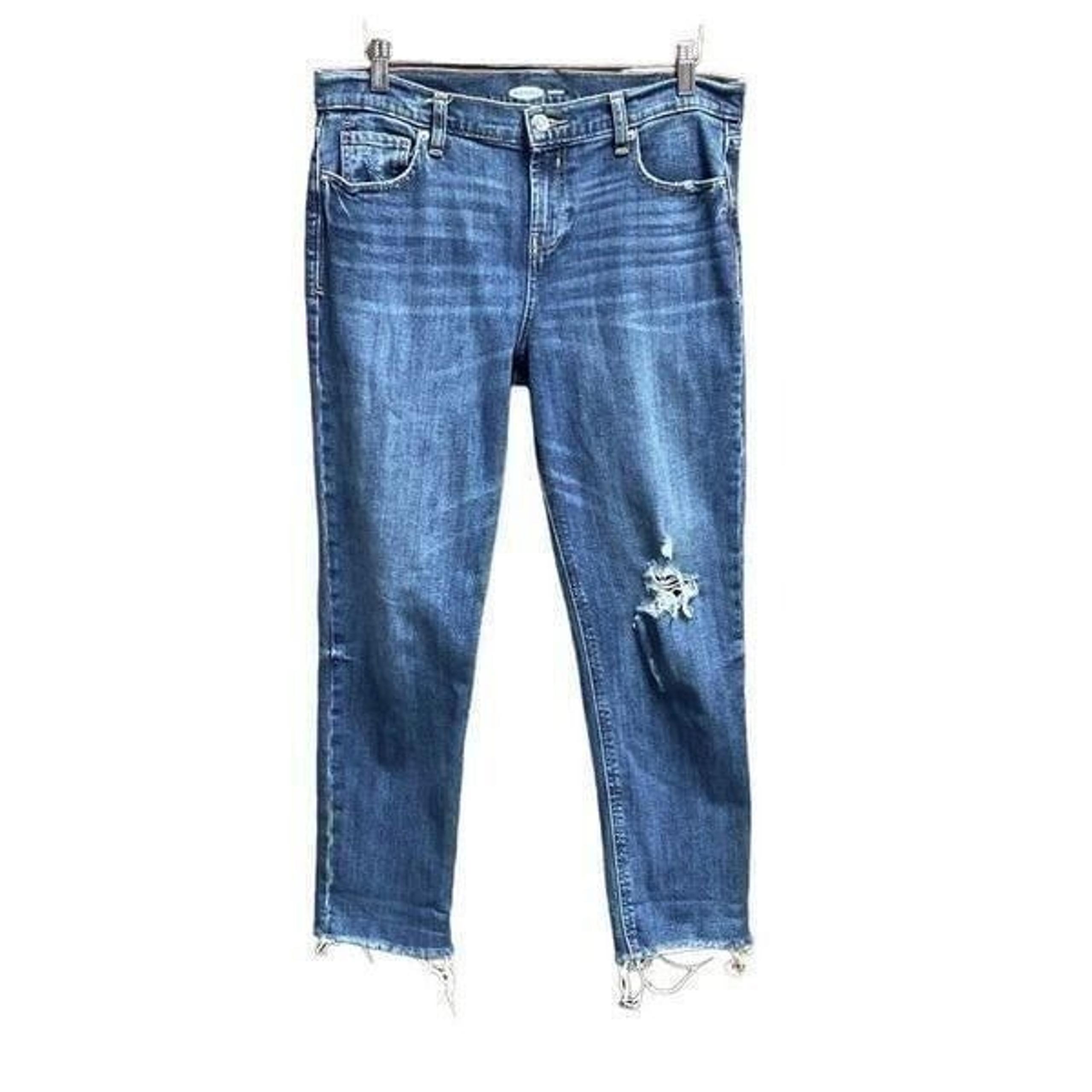Old Navy Boyfriend High Rise Distressed Frayed Crop Jeans Size 6