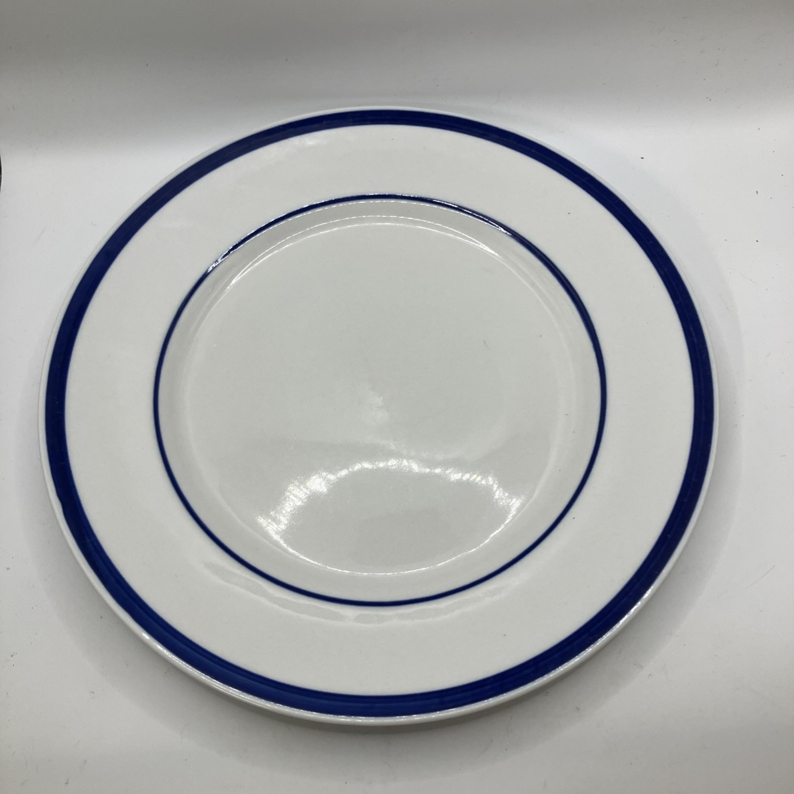 1 Dinner Plate Gorham Bistro Blue Solid Bands on White 10"