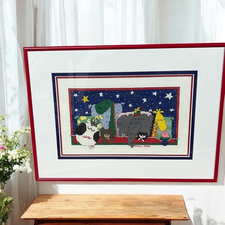 Handmade Sandra Boynton Animal Cross Stitch Professionally Framed