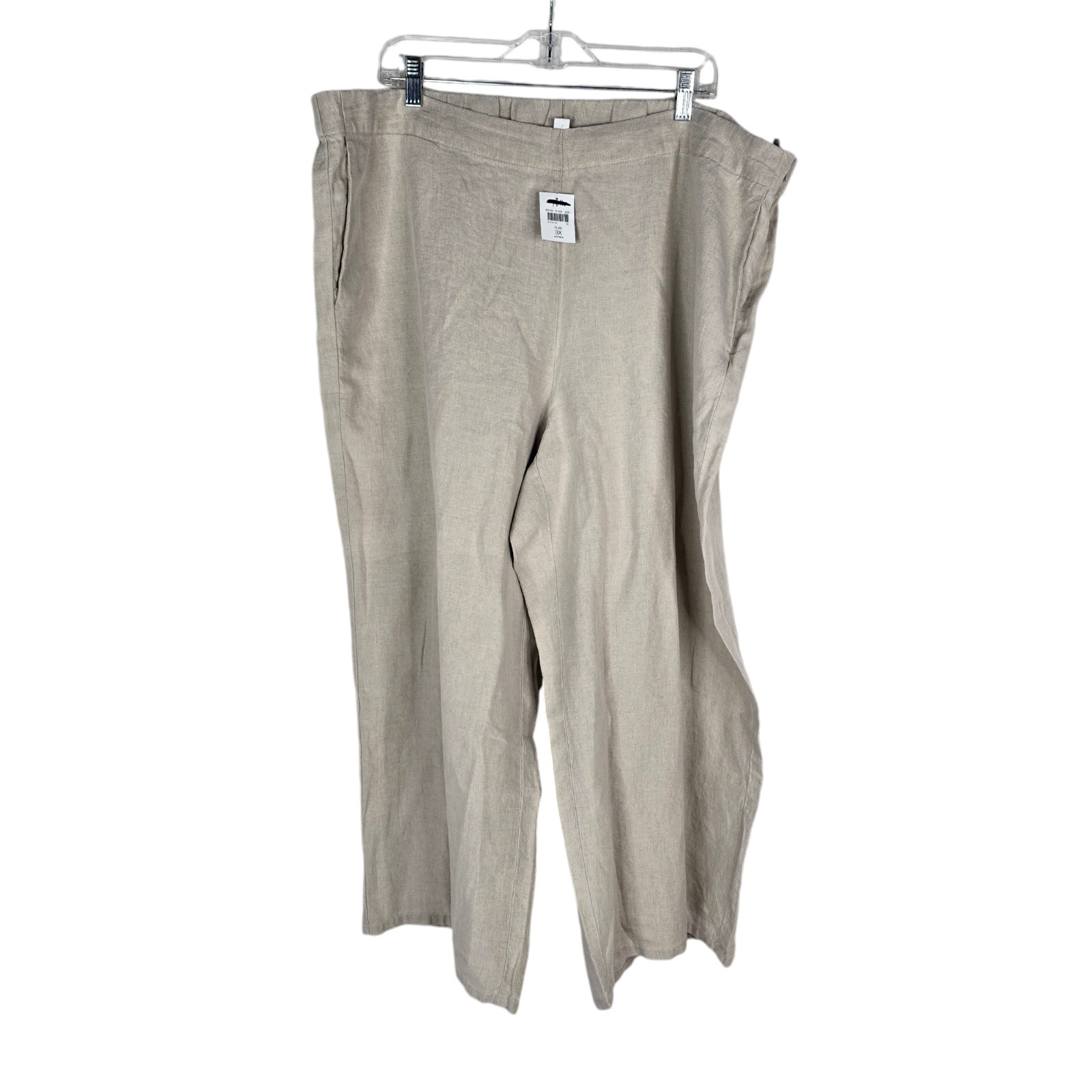 NEW J Jill Womens 3x 100% Linen Flax Oatmeal Biege Pants