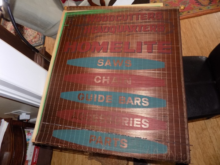 Vintage Homelite Chainsaw Advertising Slat Roll Up Blind As Is