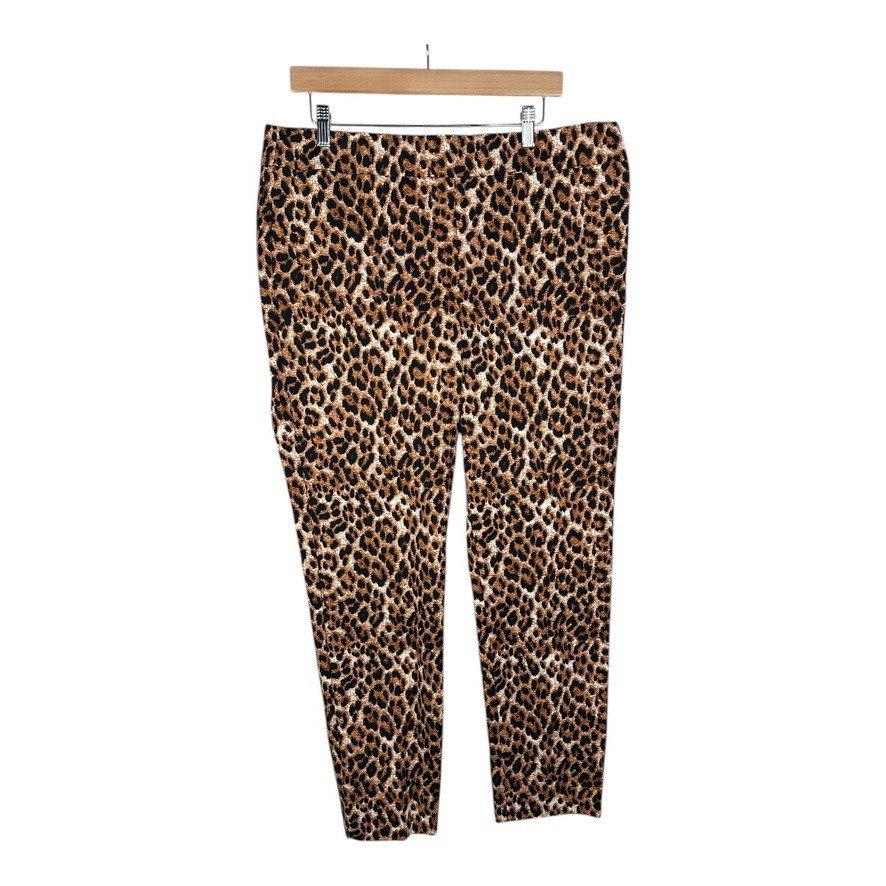NWT Talbots Chatham Ankle Pants Leopard Print Slim Leg Size 14