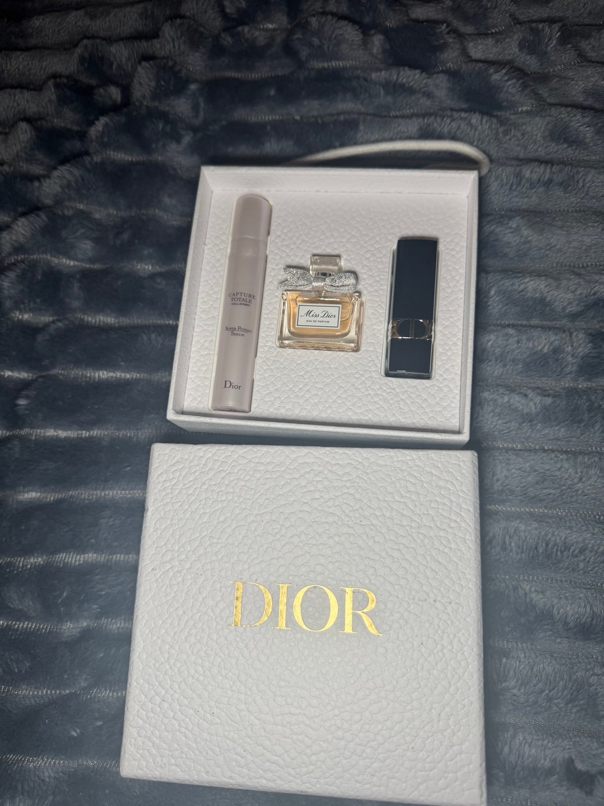 Dior gift set perfume lipstick and serum