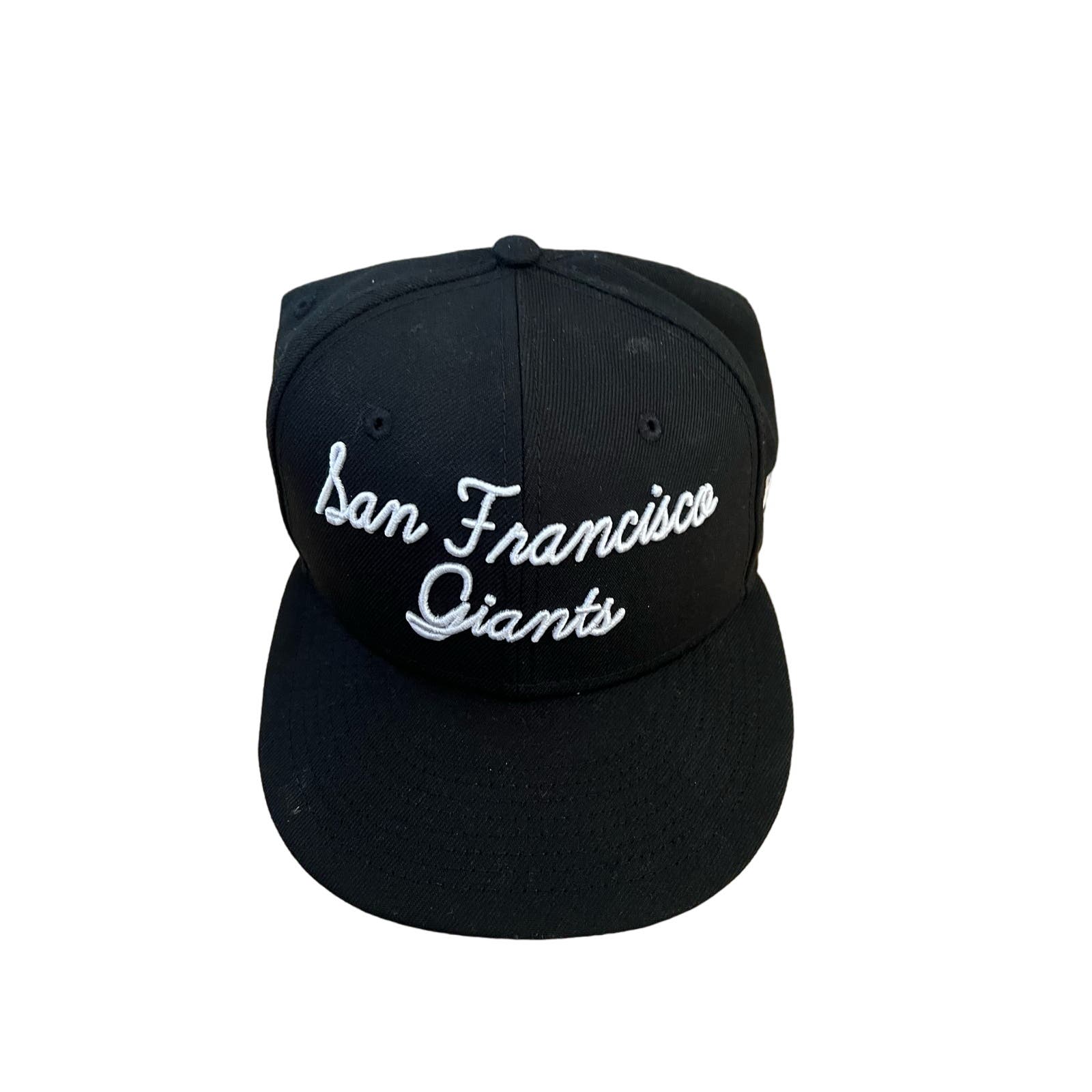 San Francisco Giants Men's Black White Script MLB Baseball Hat Cap Size 7 1/4