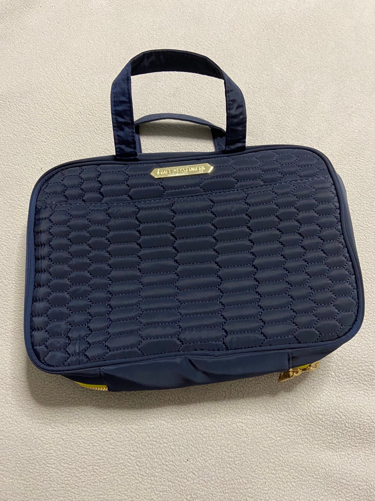 Navy GEO Quilted Toiletry Travel Bag