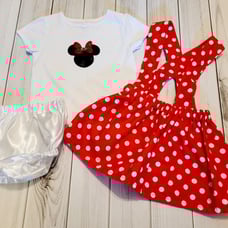 Minnie Mouse suspender jumper dress skirt set 24m