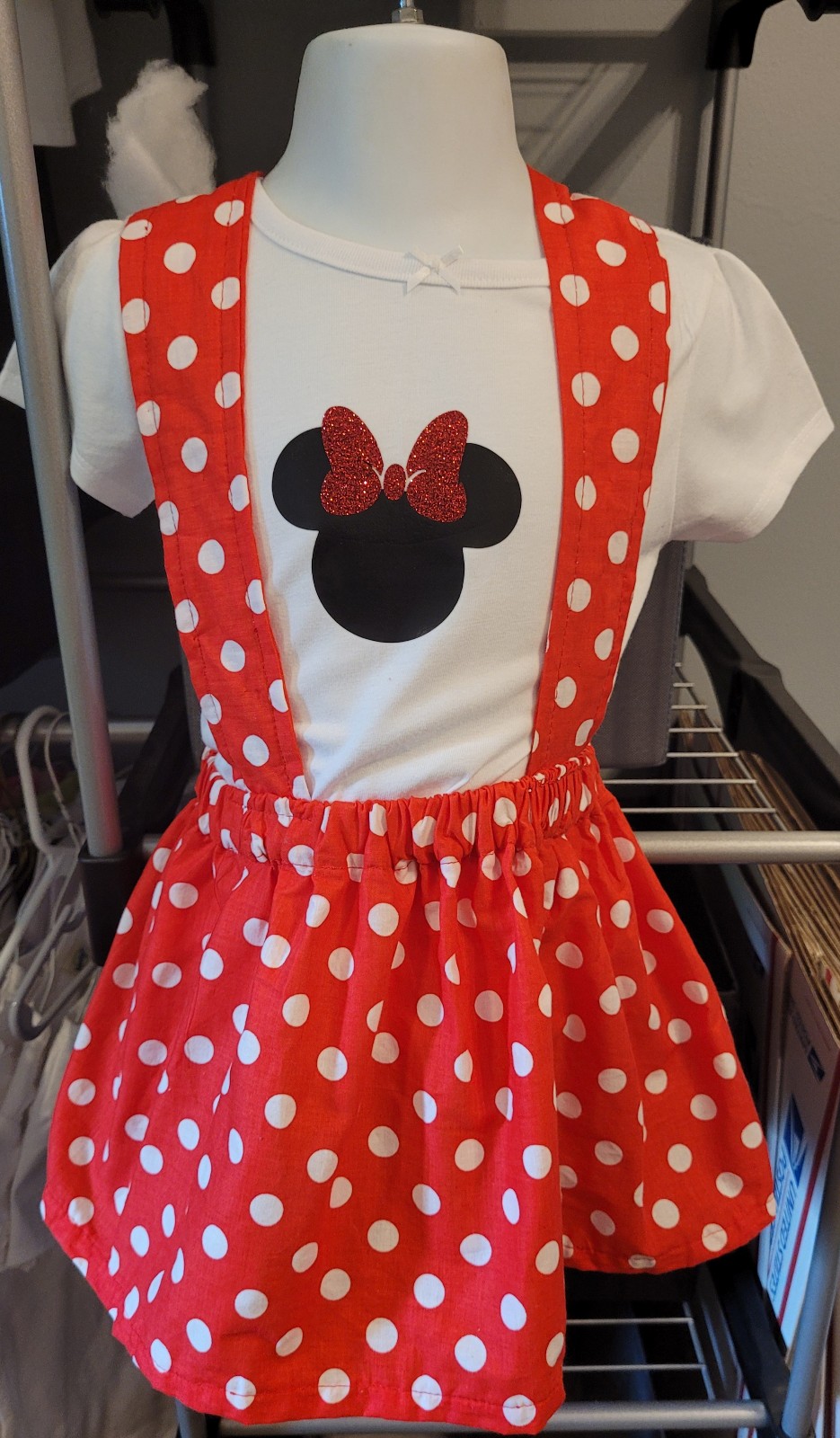 minnie mouse suspender skirt