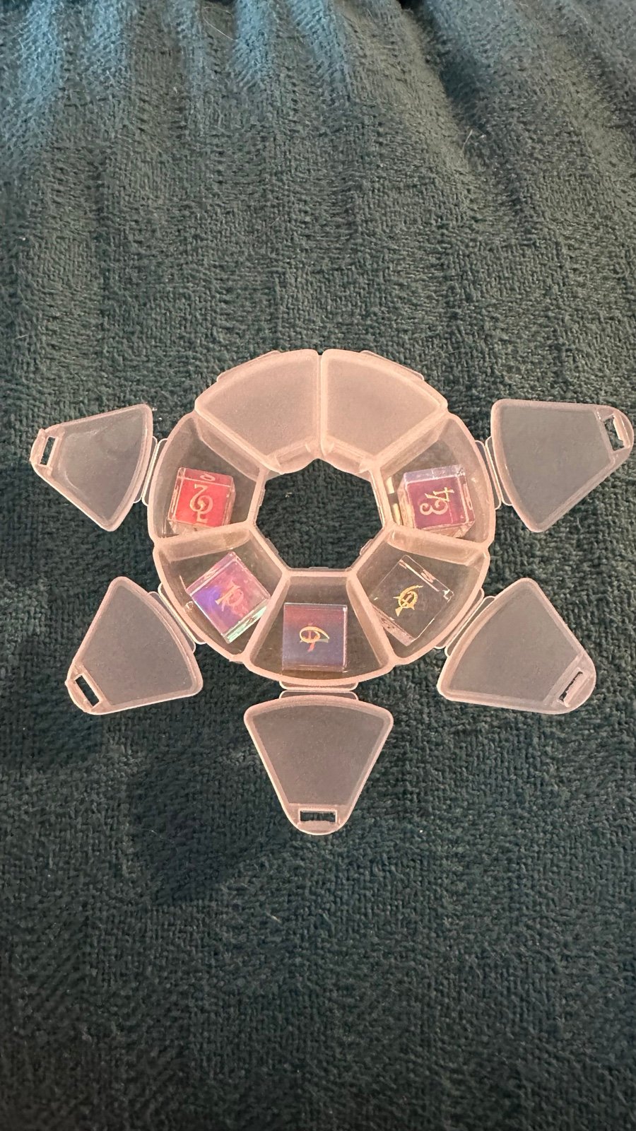 Set of 5 D6 engraved dichroic glass dice