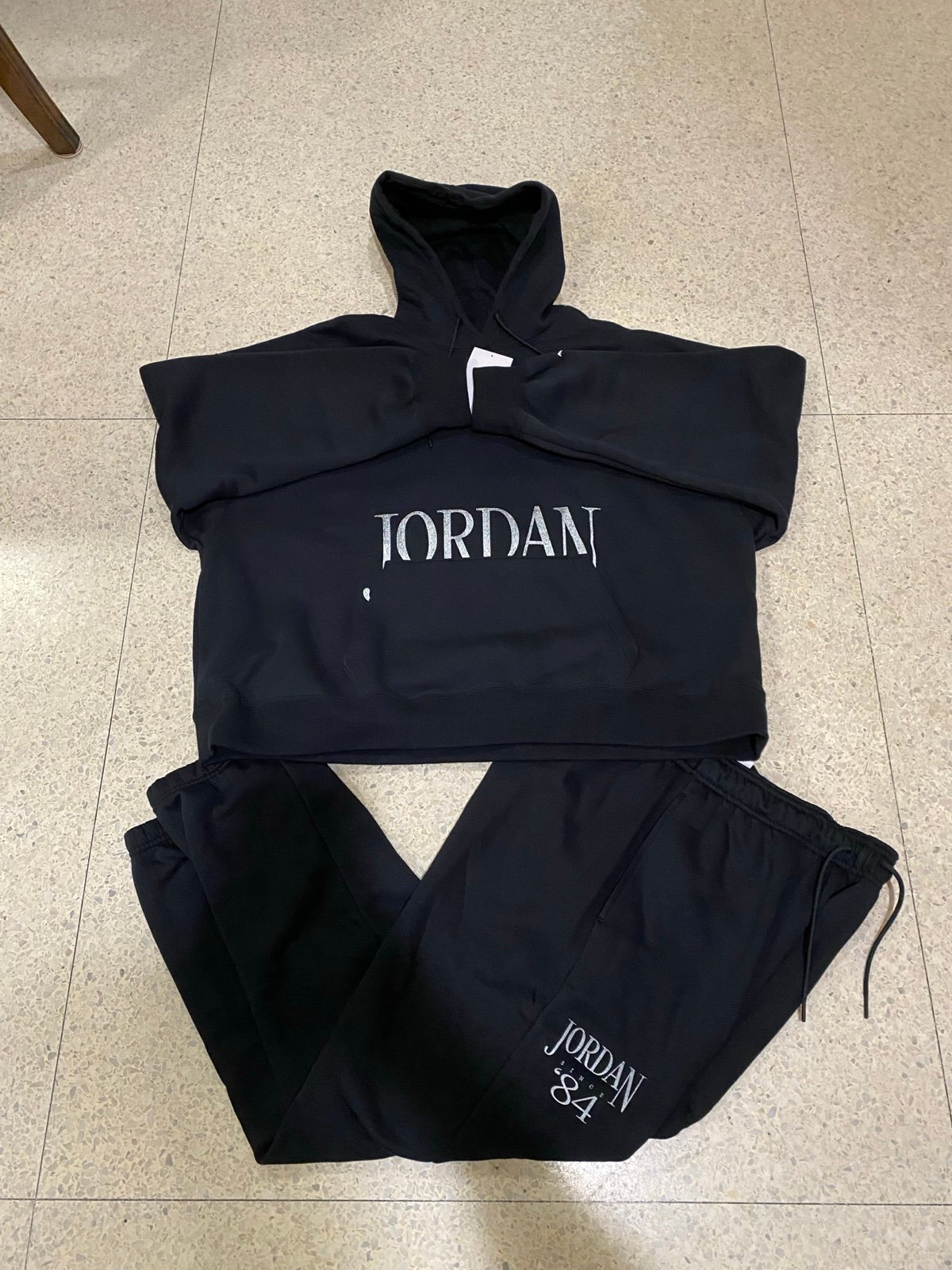 NWT 2 Piece Track Set JORDAN BROOKLN PULLOVER HOODIE Pants Set BLACK FN5434 Sz L