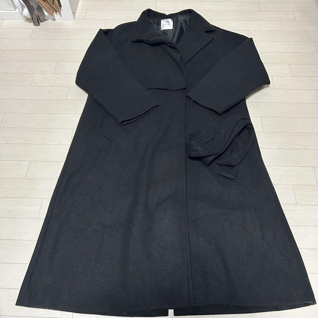 YEVS Black Long Coat Free Size