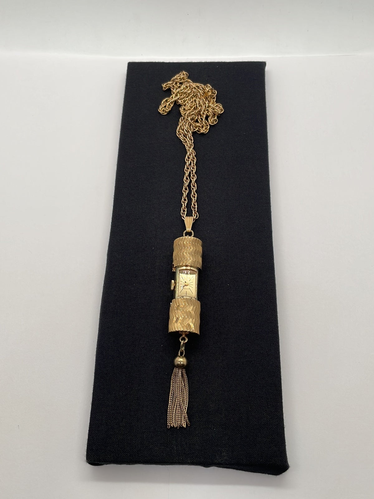 VTG Glycine Cylinder Gold Tone Watch Necklace - Swiss
