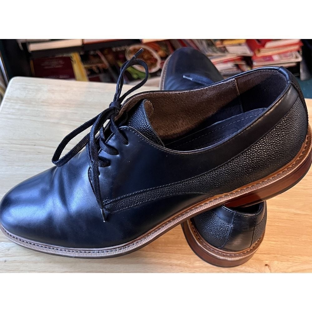 Aston Grey Size 10 M Lace Up Black Adayde Leather Shoes MEN'S EUC Dressy