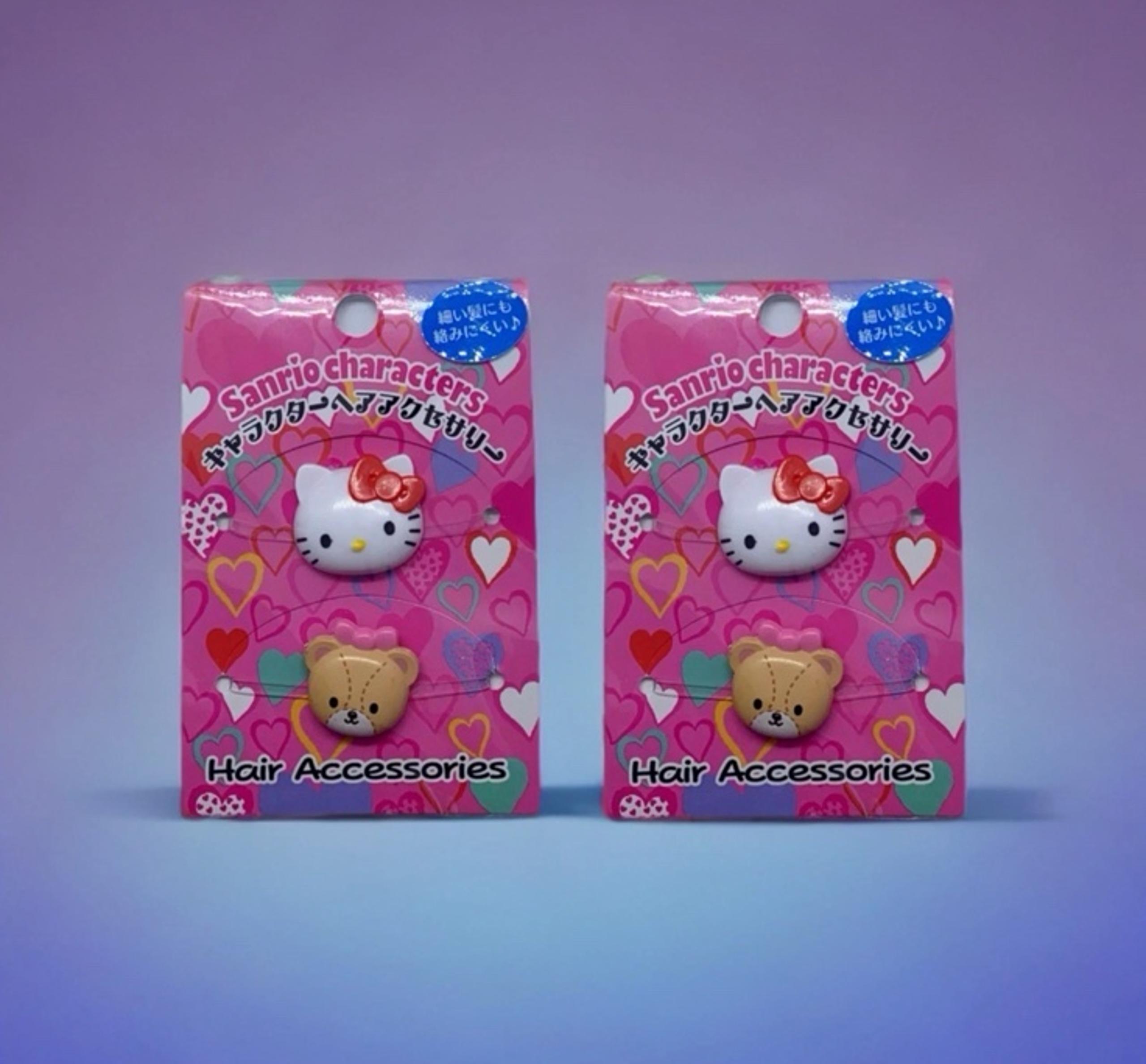 Sanrio Hello Kitty Hair Tie Set, Clear Bands, Tiny Chum Bear, Cute Gift