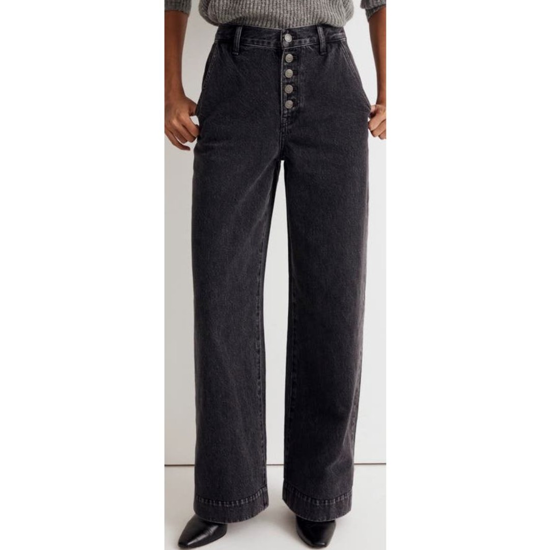 MADEWELL Superwide Leg Jean Petite 25P Selwick Wash Button Front NWT B74