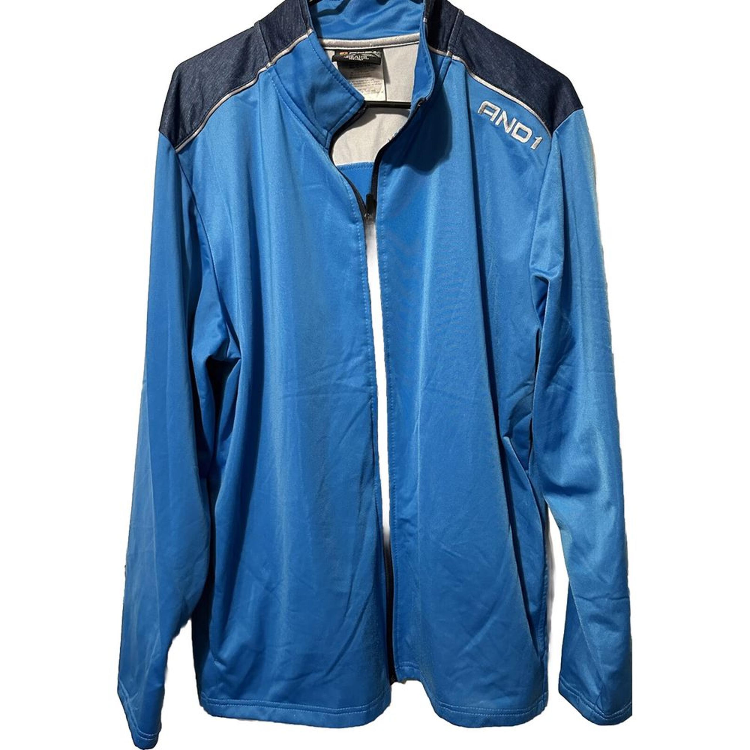 Men's Jacket AND1 Blue Long Sleeve Zip Up Activewear Warm Up  Size XL