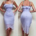 90s Vintage By Choice Metallic Lavender Crinkle Chiffon Asymmetric Ruffle Dress