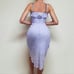 90s Vintage By Choice Metallic Lavender Crinkle Chiffon Asymmetric Ruffle Dress