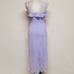 90s Vintage By Choice Metallic Lavender Crinkle Chiffon Asymmetric Ruffle Dress