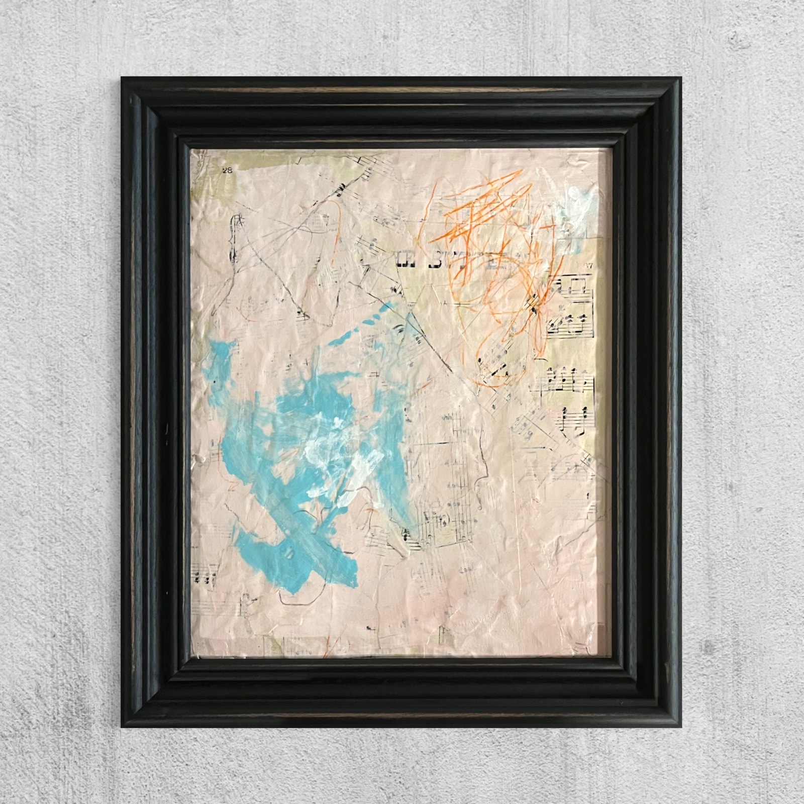 Original Framed Mixed Media Abstract Art Painting 12.5x14.5 “Blush With COA TK1