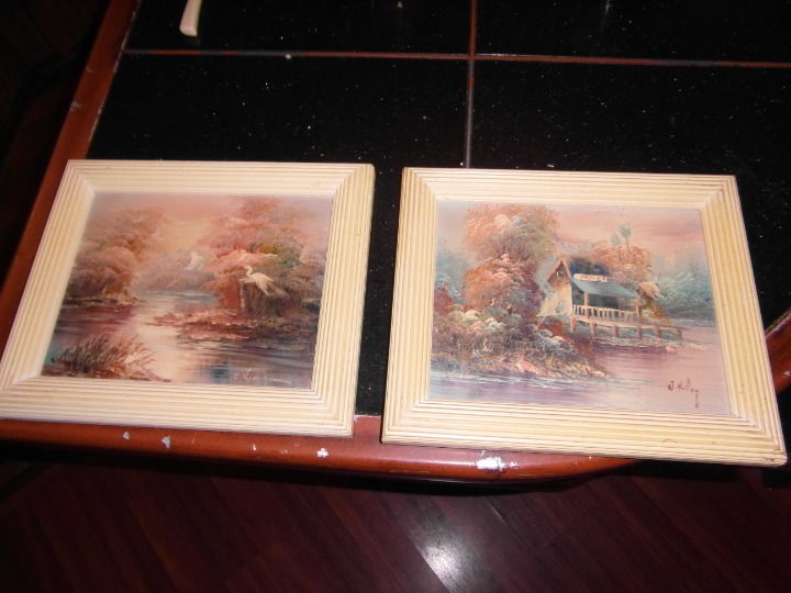 2 FRAMED 8 X 10 PAINTINGS FRAMES ONE BY W RILEY OTHER BY J. Thompson