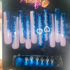 2XL Blue Chrome Press Ons