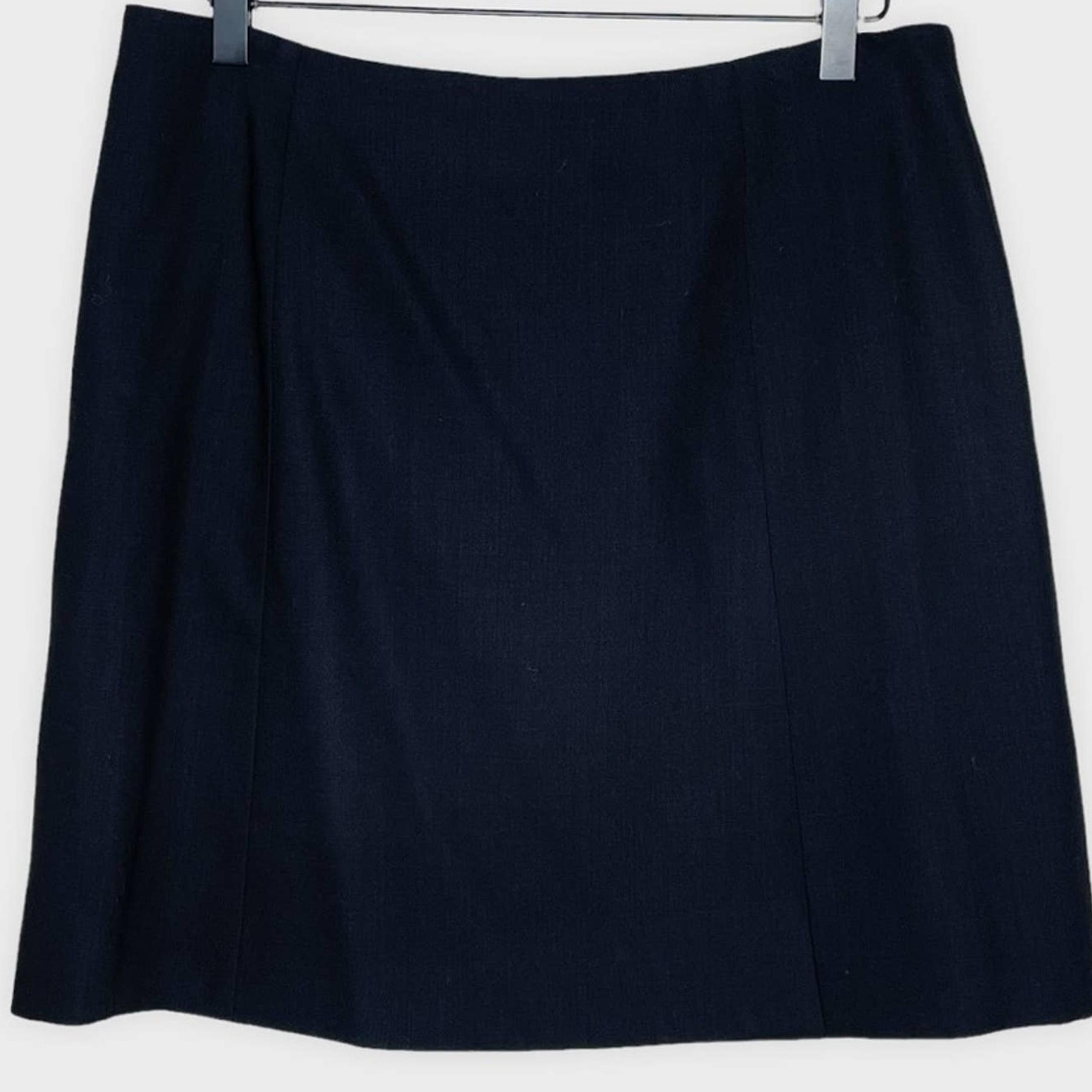 NWT EMPORIO ARMANI black all seasons wool split hem skirt Italian size 44