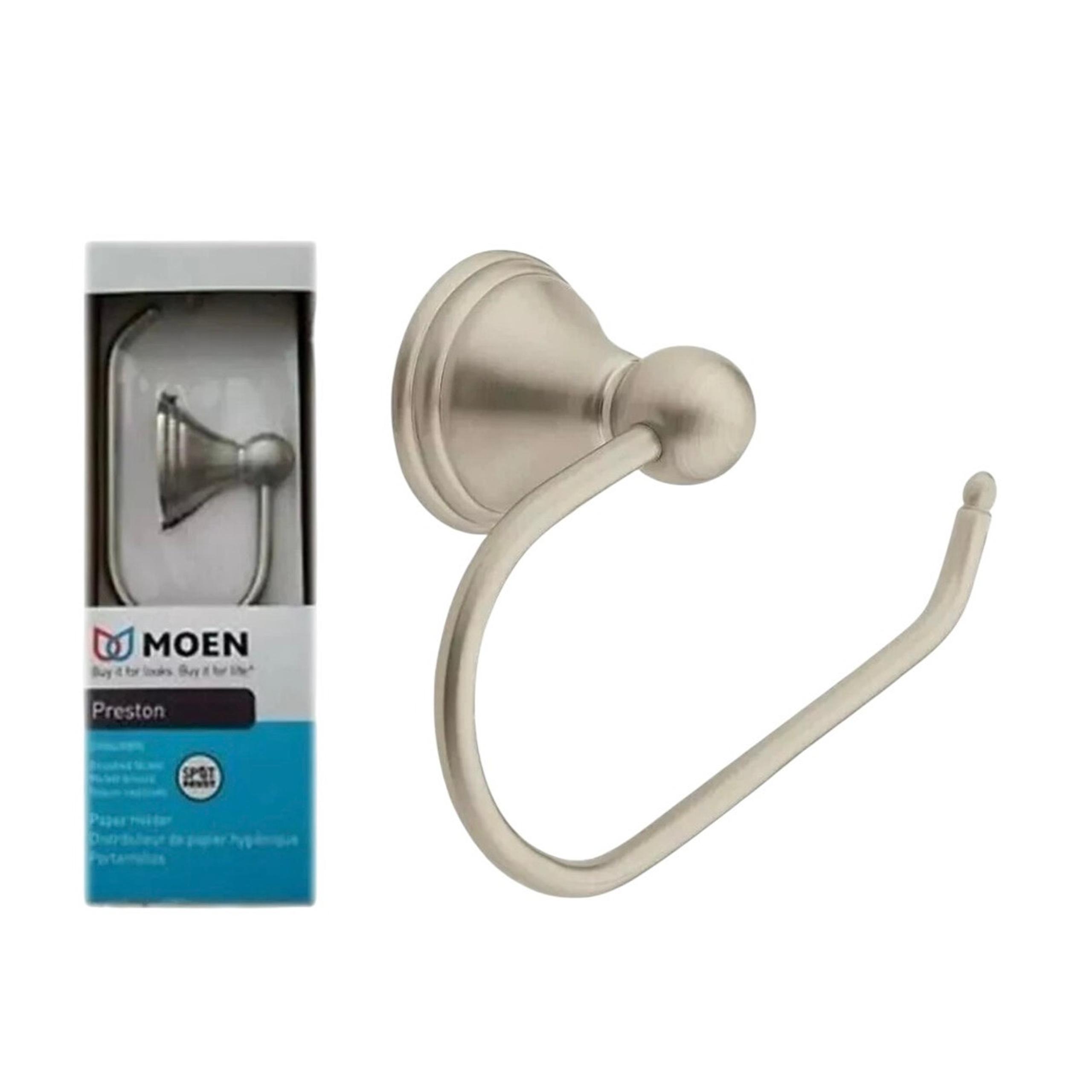 MOEN Preston Single Post Toilet Paper Holder in Spot Resist Brushed Nickel