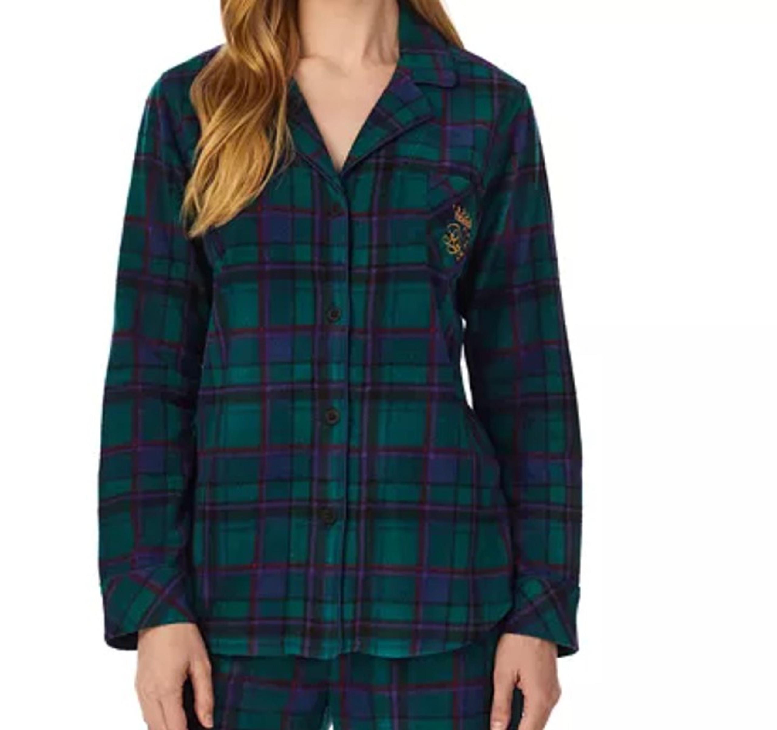 Lauren Ralph Lauren Women's Microfleece Plaid Pajama Top – Size Medium