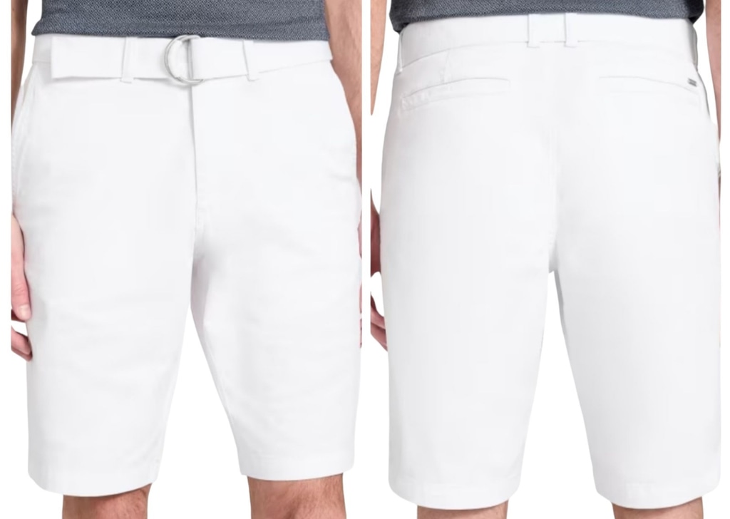 Guess Men's 36 Abel Stretch Flat-Front Shorts White 11 Inseam NWOT