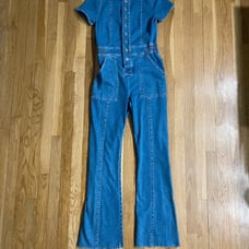70s Denim Collared Button-Front Jumpsuit NWT size 4