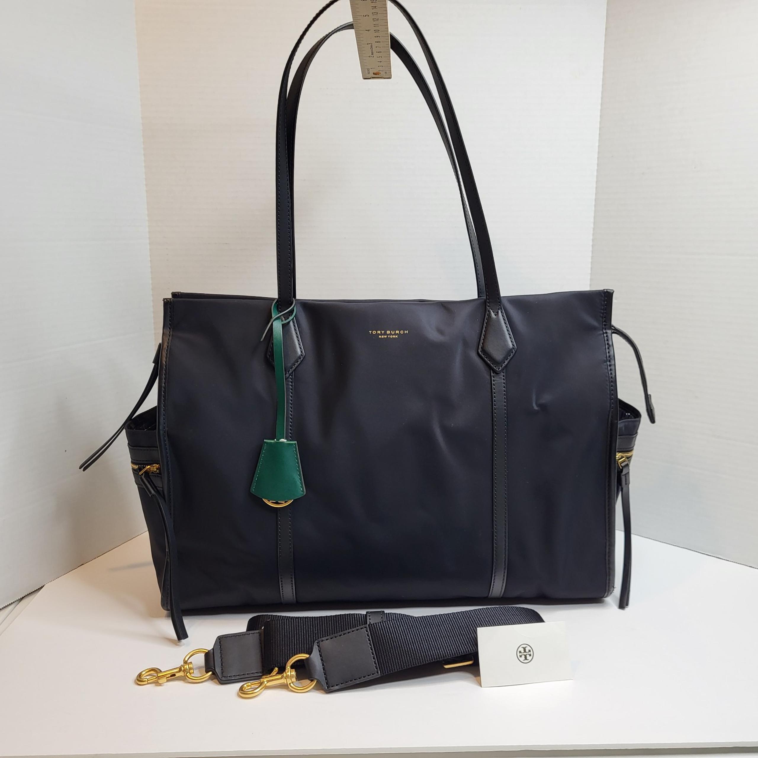 Tory Burch Perry Black Nylon Baby Diaper Bag with Detachable Shoulder Strap
