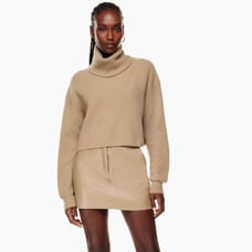 Aritzia Babaton Guell Wool Long Sleeve Turtleneck Cropped Sweater Size XS