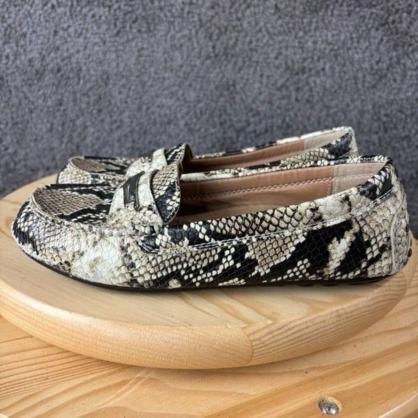 Vionic Honor Ashby Penny Loafer Women 7 Leather Snake Print Flat Orthaheel Shoe