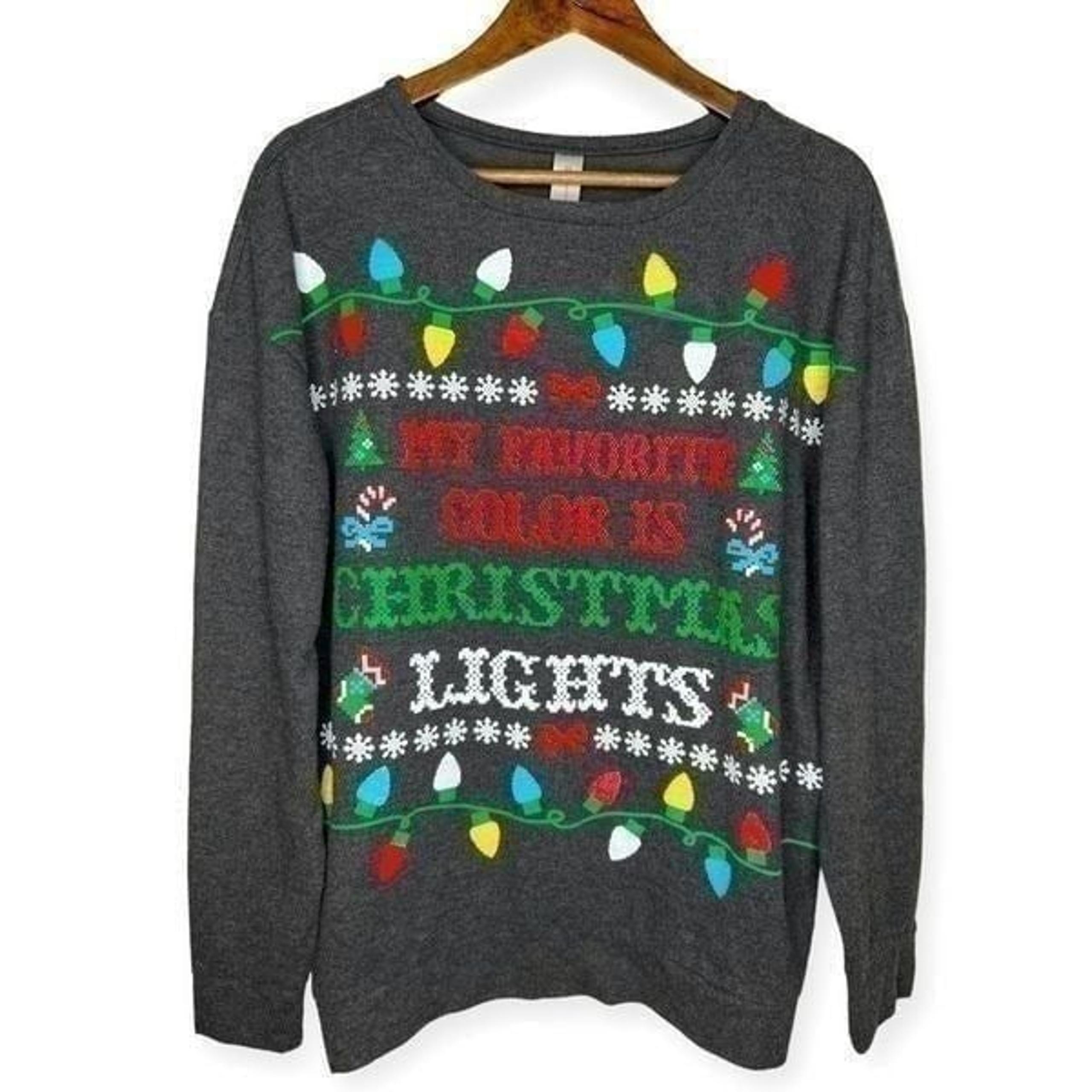 My Favorite Color Is Christmas Lights Bulb Sparkle Lightweight Sweatshirt Y2K XL