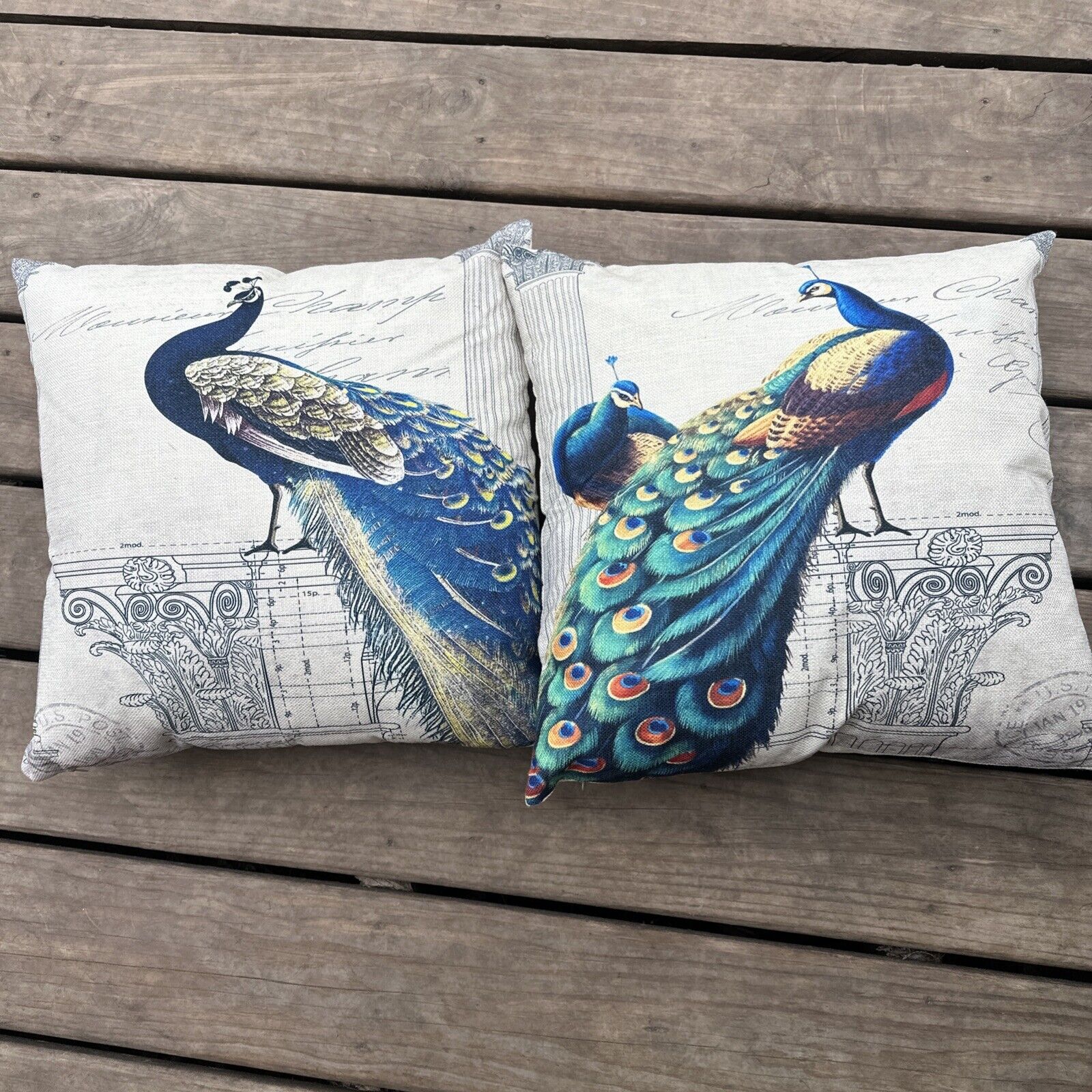 Peacock Throw Pillows 18x18 Set Of 2