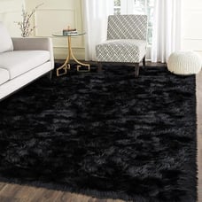 5x8 Feet Faux Sheepskin Black Super Soft Fluffy Shag Shaggy Thick Plush Area Rug