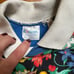 Hanes vintage royal blue floral layered collar crew sweatshirt SIZE M