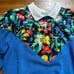 Hanes vintage royal blue floral layered collar crew sweatshirt SIZE M