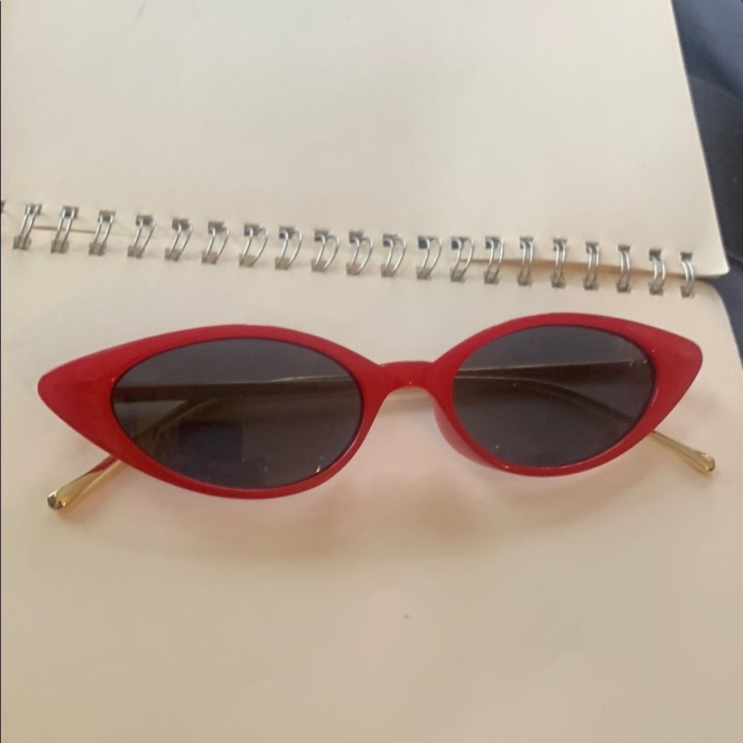 Anthropologie Matt & Nat Fiona Red w/Gold Retro Cat-Eye Sunglasses NWT msrp75