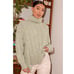 NWT LULUS Beside The Fire Grey Cable Knit Sweater In Sage Green Oversize S