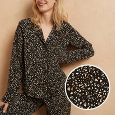 Banana Republic Satin Pajama Top Black Leopard XL