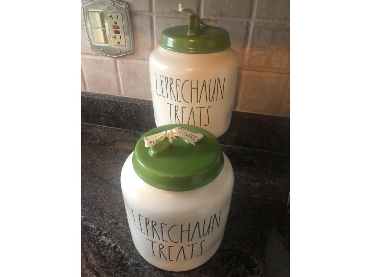 Rae Dunn Leprechaun Treats Canister Set