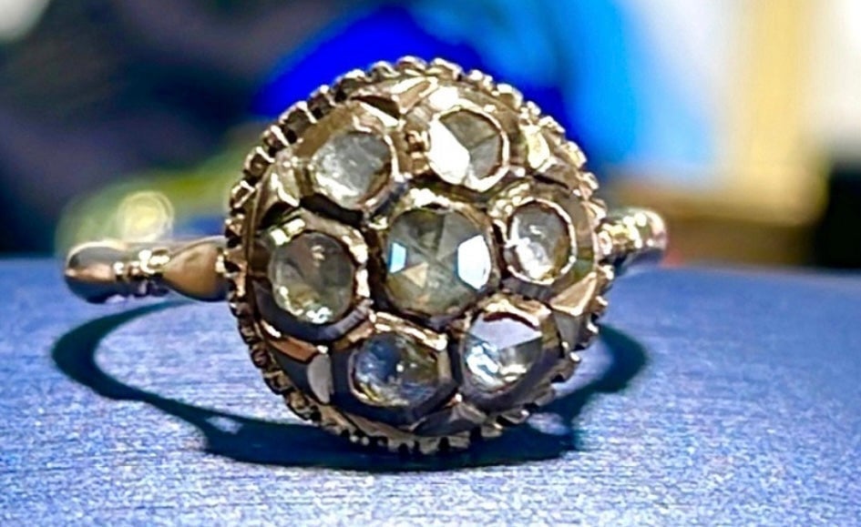 Beautiful 14k Antique Rose Cut Rose Gold Ring
