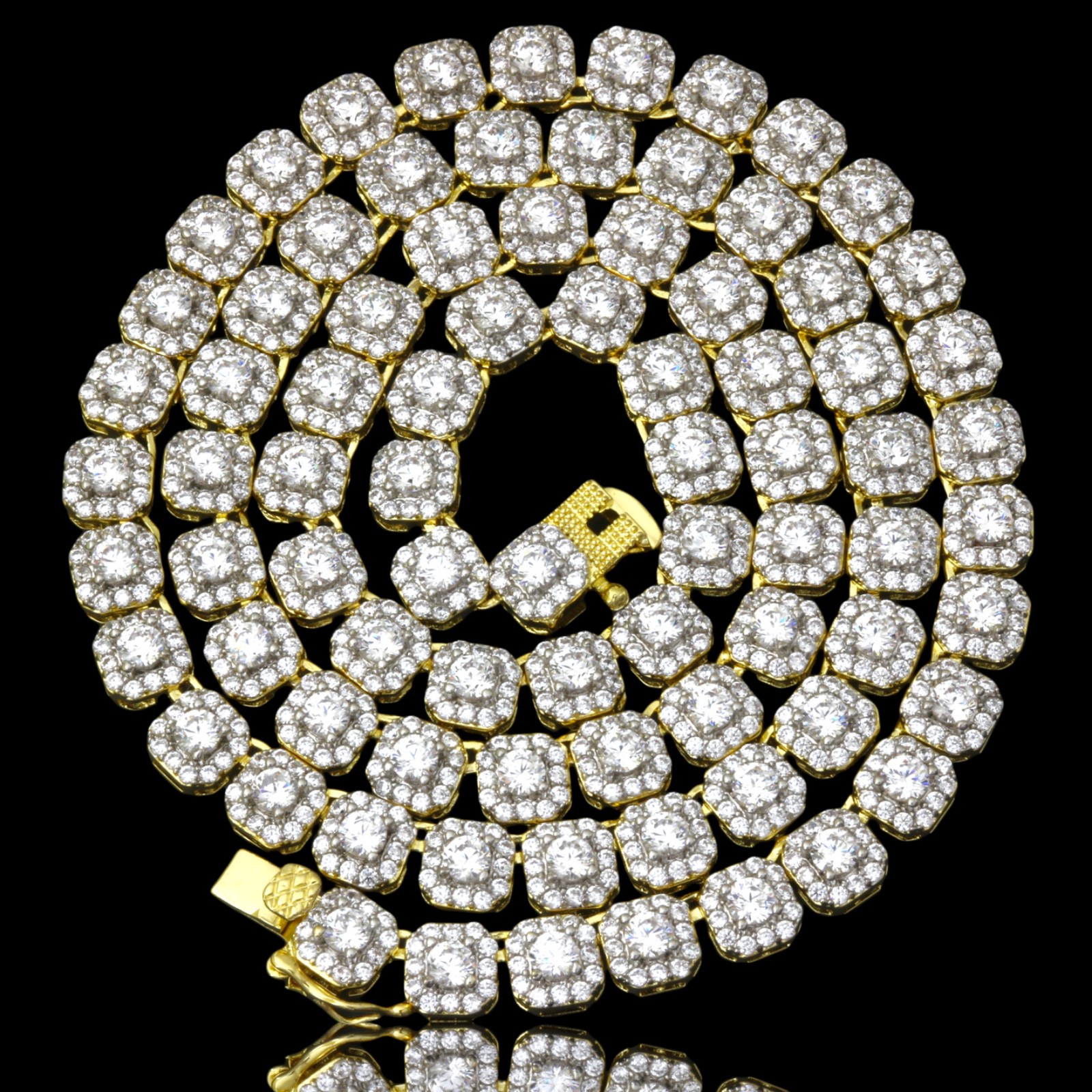 Gold ice cube tennis chain 5mm vvs