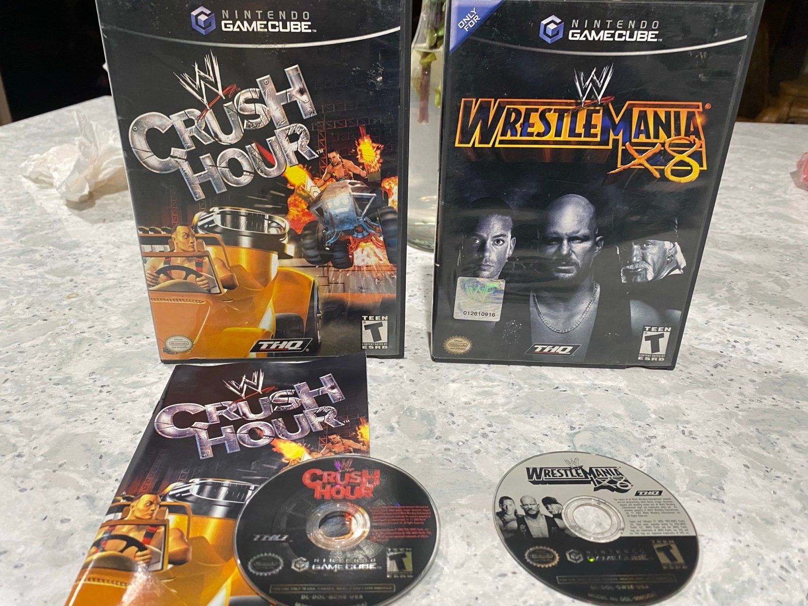 Two WWE wrestling Games - Crush Hour & Wrestlemania x8 - Nintendo GameCube