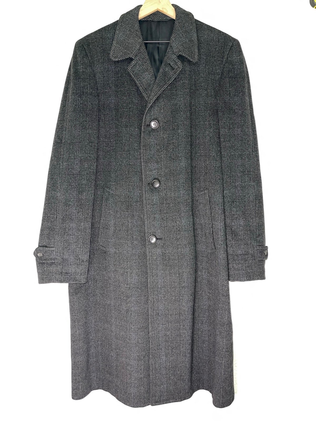 Vintage Imported Coating By Bond’s Men’s 100% Wool Overcoat Dark Grey Glen Plaid