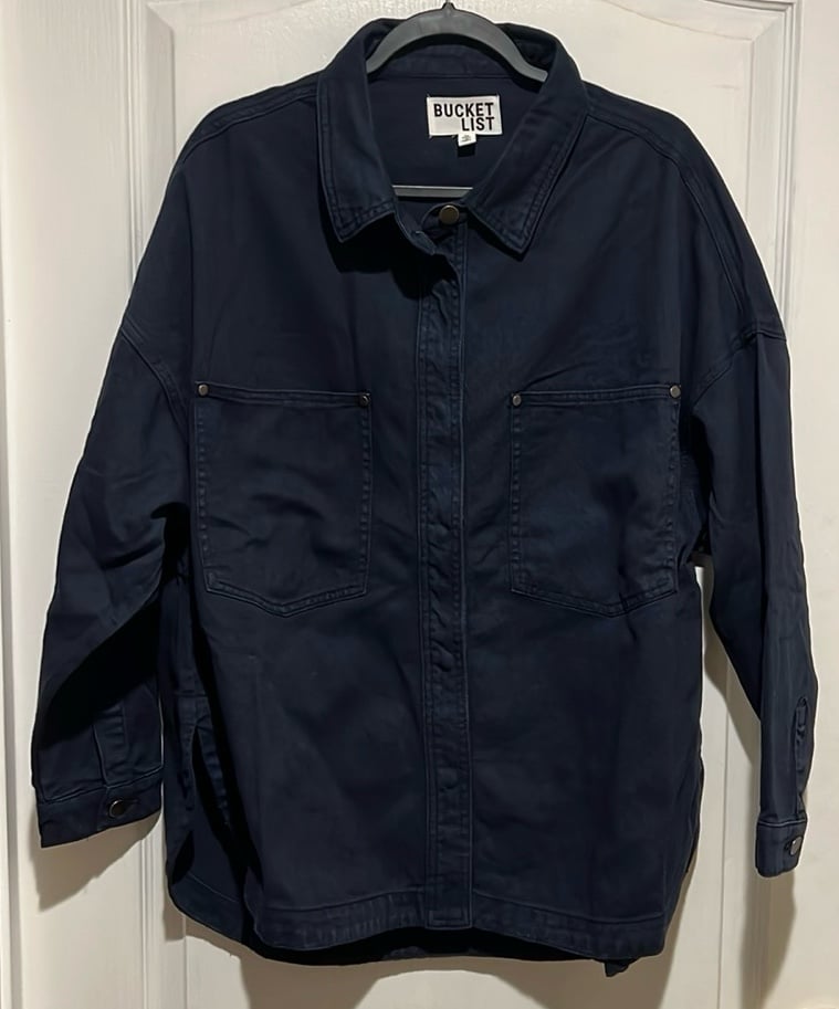 Bucket list Oversized Denim Shirt Jacket Shacket