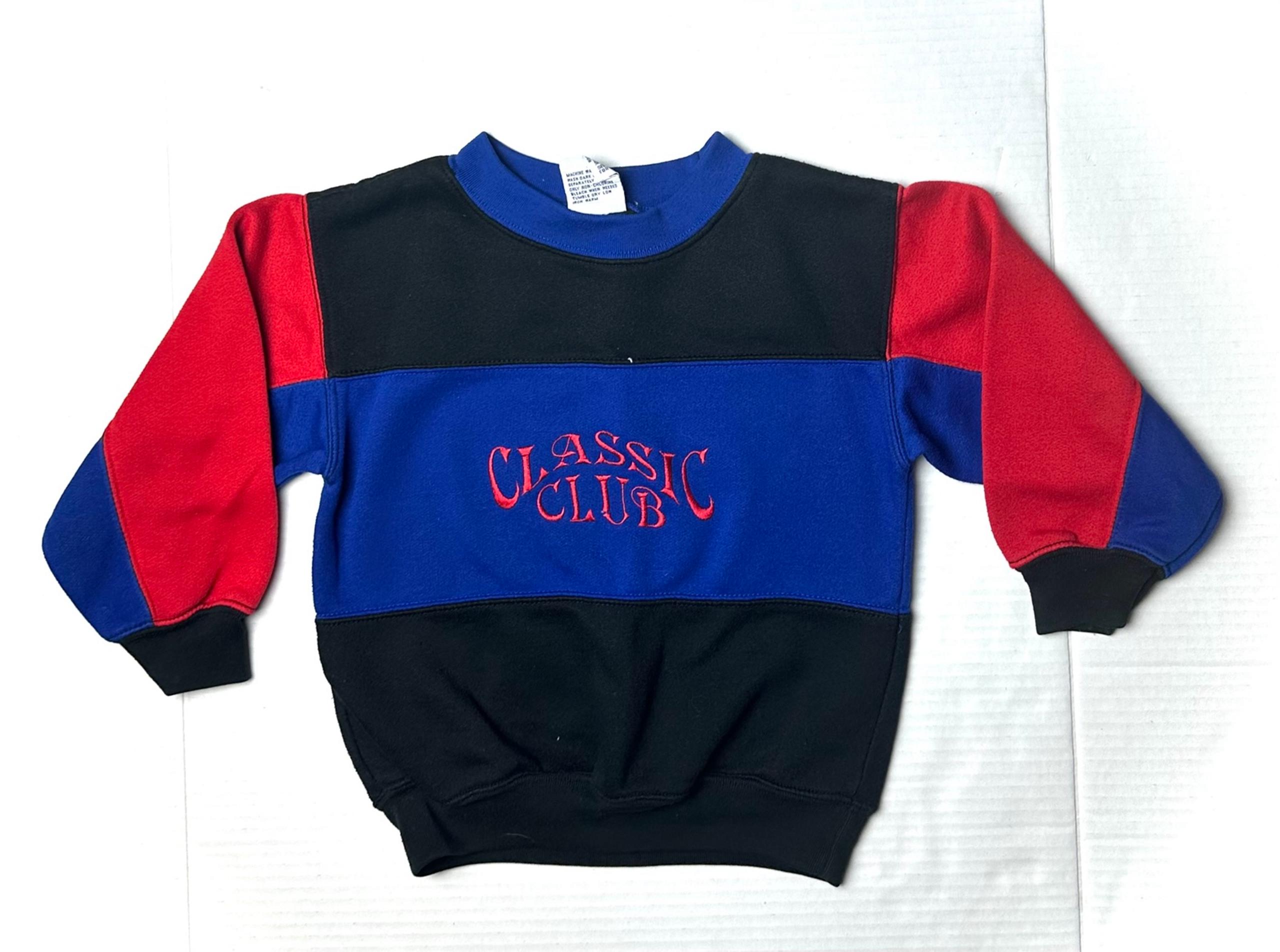 Vintage French Toast Kids Boys 4T Color Block Blue Red Sweatshirt Crewneck 90s