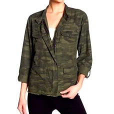 Sanctuary Camo Raw Hem Zip Utility Jacket