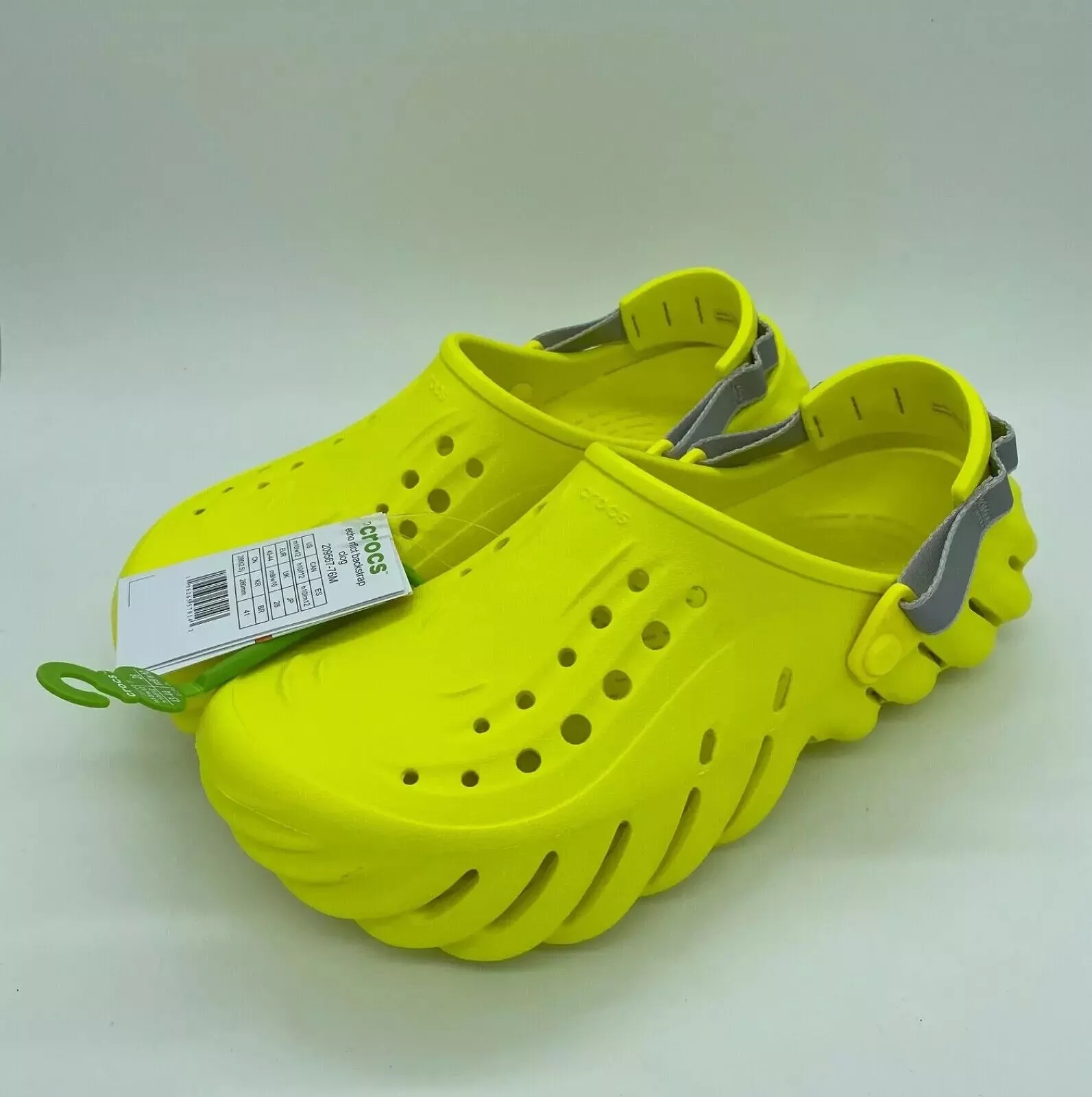 Crocs Men's Echo Reflective Backstrap Slip On Clogs Solid Yellow Size 9 - New